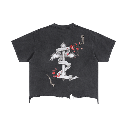 Vintage Wash Boxy Distressed Hem T-Shirt